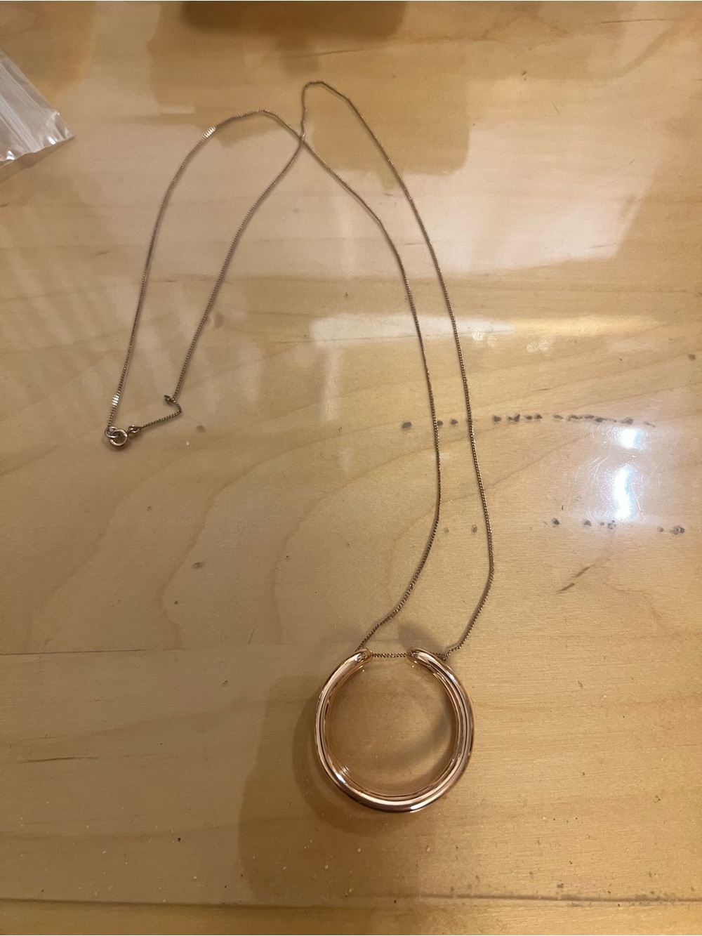 COS Rose Gold Double Ring Pendant Necklace - Women Jewelry